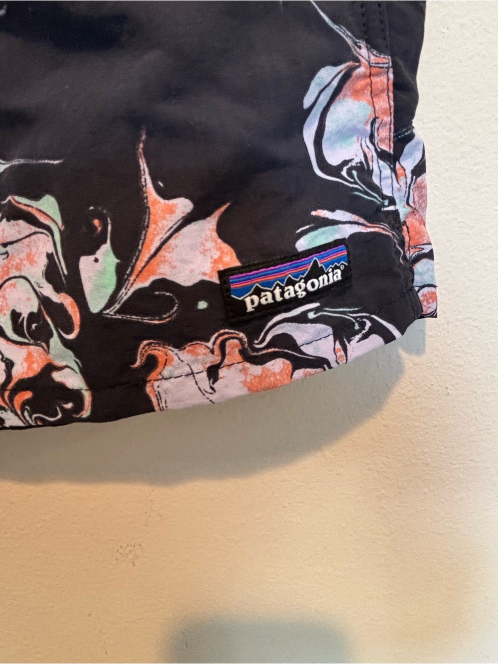 Patagonia Women's Black Athletic Shorts with Pink & Mint Floral Print - Picture 2 of 5